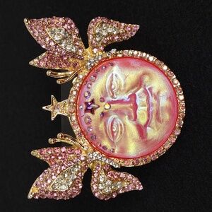 Butterfly Moon Face Brooch